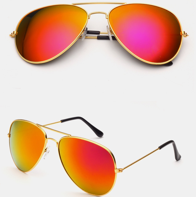 Metal aviator sunglasses with firework lenses