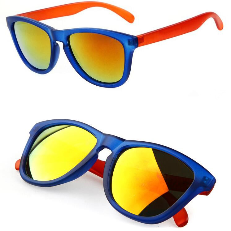 Blue frame red arm frogskin style sunglasses